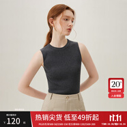 范思藍(lán)恩無(wú)袖疊穿針織背心女春裝2024新款內(nèi)搭打底衫24FS11036 灰色 S