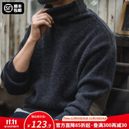 馬登工裝 美式復(fù)古純色保暖高領(lǐng)針織衫馬海毛毛衣秋季個(gè)性打底衫男 黑色 XL
