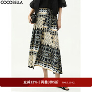 COCOBELLA南法風圍裹式綁帶半身裙女復古波普印花長裙HS3022 波普 M