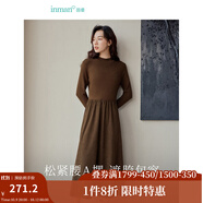 茵曼（INMAN）2025秋冬女裝新款燈芯絨連衣裙新品長(cháng)袖休閑針織禮服中長(cháng)裙子 咖啡色 M