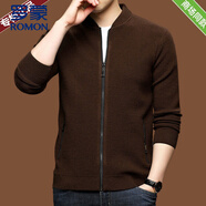 羅蒙（ROMON）針織開(kāi)衫外套男士秋冬季新款羊毛絨衫棒球領(lǐng)中青年休閑毛衣外套男 咖啡色 603棒球領(lǐng) L 175/92A建議【135-150斤】穿
