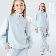 女童衛(wèi)衣套裝大童25秋季新款衣服兒童休閑褲子女孩洋氣童裝春秋 奶油藍GGY004 170 cm