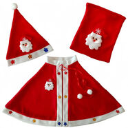 喬庭圣誕節服裝披風(fēng)成人兒童圣誕老人裝扮幼兒園新款秋冬萬(wàn)圣節穿搭 酒紅色 披肩三件套 100 cm-110cm-120cm