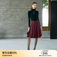 顏域綿羊毛細(xì)閃百褶裙女冬2025新款紅色中長款裙子A字毛呢半身裙 紅色 M/38