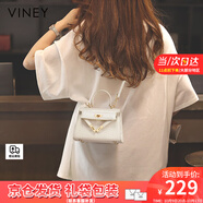 viney包包女包牛皮凱莉包品牌斜挎包輕奢生日禮物送女友老婆 【白色】高級(jí)感實(shí)用ck風(fēng)手提單肩包