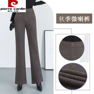 皮爾卡丹（pierre cardin）今年流行毛呢高腰微喇叭褲女秋冬新款時(shí)尚洋氣松緊腰加厚休閑褲子 深咖色秋冬款 S 26碼(建議85-95斤)