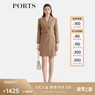 PORTS寶姿女裝秋冬新款商務(wù)束腰連衣裙 駝色 10