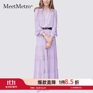 MeetMetro瑪依爾法式仙女連衣裙女2025秋新款高端氣質(zhì)純欲風(fēng)裙子禮服長裙 紫色 XL