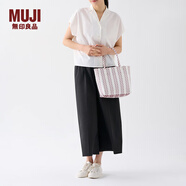 無(wú)印良品（MUJI） 手編包 環(huán)保材料 手提包菜籃子編織包 包包 度假沙灘包 2色煙熏粉色豎條紋/小 NONE