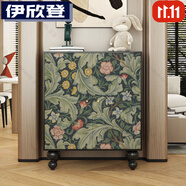 伊欣登新款輕奢法式奶油入戶鞋柜客廳進(jìn)門收納立柜陽(yáng)臺(tái)玄關(guān)靠墻儲(chǔ)物柜子 美式花卉 長(zhǎng)90*高110*厚40  黑色
