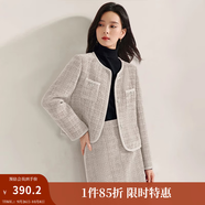 茵曼（INMAN）法式小香風(fēng)包臀半身裙秋女裝高級(jí)感修身顯瘦一步裙子 珍珠白-G18448599 M