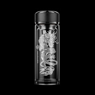 雷德夫（LEIDFOR）G21 雙層玻璃杯男士隔熱水杯男款保溫茶杯 曜石黑祥龍500ml