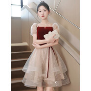 皮爾卡丹敬酒服新娘2025新款訂婚禮服女高端回門(mén)生日公主裙小個(gè)子平時(shí)可穿 紅色短款 M