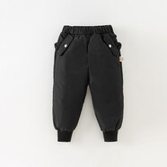 大衛貝拉女孩羽絨服兒童羽絨服男孩加厚褲嬰兒冬季滑雪兒童 黑色【現貨】 90 cm 【充絨量20-21g】