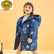 G.DUCKKIDS兒童服女童裝中長款小童男寶加厚白鴨絨反季冬外套 藏青底火箭_拒絕鉆絨 100 cm_建議100cm左右