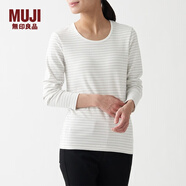 無(wú)印良品 MUJI 女式 彈力羅紋編織長(cháng)袖T恤打底衫上衣女款內搭春秋BBC03A1A 淺銀灰色X圖案 M (160/84A)