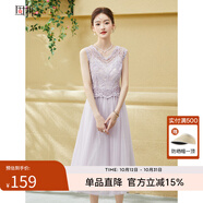 固執(zhí)（OBSTINATE）【特價(jià)】夏季新款蕾絲無袖刺繡網(wǎng)紗中長連衣裙70012LQ06540 紫色 M