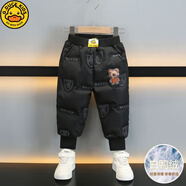 G.duck小黃鴨兒童羽絨褲三防免洗加絨加厚寶寶外穿棉褲冬裝男女童保暖褲 小熊羽絨褲米色 140 cm