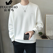 富貴鳥(niǎo)（FUGUINIAO）2025秋季新款高端針織衛衣男士寬松落肩款打底衫百搭長(cháng)袖T恤秋裝 白色 M