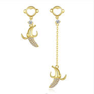 唯一香蕉銀耳釘耳環(huán)耳飾生日禮物送女生女士老婆輕奢小眾高級感耳墜 s925金色蕉夏耳釘