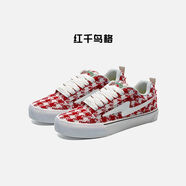 Revenge X SENGT風(fēng)暴閃電板鞋聯(lián)名復古透氣潮流情侶百搭面包鞋子 千鳥(niǎo)格紅 39 標準尺碼