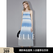 ELLE法式藍(lán)色漸變吊帶連衣裙女2025春裝新款海邊度假裙子海浪裙 藍(lán)色 M