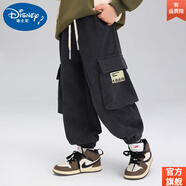 迪士尼（DISNEY）童裝燈芯衛褲男童褲子春秋款兒童長(cháng)褲寶寶冬季加絨加厚保暖束腳褲 旗 艦官 方黑色（TK05兒童大口袋） 旗 艦官 方90碼