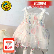 G.DUCKKIDS小黃鴨童裝女童公主裙夏款兒童郁金香裙吊帶裙夏季嬰幼兒連衣裙 蝴蝶紗裙 90 (建議80cm 2-3歲左右)cm