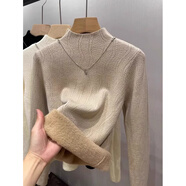GOCHIEI半高領(lǐng)加厚連體貂絨針織底衫2025秋冬女式針織衫新款保暖內上裝 燕麥色[樹(shù)皮款] S [80--95斤]