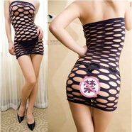 樊蕾大網(wǎng)眼性感包臀裹胸小短裙女式內衣誘惑睡裙睡衣20 黑色 均碼