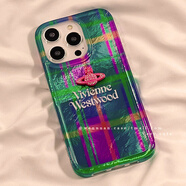 鮮程可韓國創(chuàng  )意彩色格紋立體聲土星太后適用于蘋(píng)果16Promax手機殼iPhone 錫紙紋-彩色格紋+立體土星球側邊 iPhone11