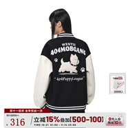 404MOBGANG可愛毛絨小狗刺繡2025棒球服外套男女美式寬松休閑學(xué)院設(shè)計夾克秋 黑色（厚款） L