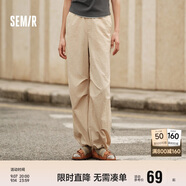 森馬[防曬 UPF50+]休閑褲女質感長褲夏季闊腿傘兵褲109324127011