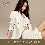 【經(jīng)典粗花呢】OVV2022春夏新款女裝日本進(jìn)口面料雙排扣套裝西服GTXEJ12017A 米白17 S