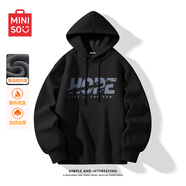 名創(chuàng  )優(yōu)品（MINISO）連帽衛衣男女冬季加絨加厚保暖外套青少年新款質(zhì)感寬松百搭上衣服 黑色(mt劃破夜空) 5XL (體重230-260斤)
