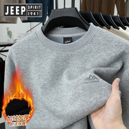 JEEP SPIRIT吉普長(cháng)袖t恤男純棉圓領(lǐng)衛衣男士春秋裝上衣2025款體恤打底衫男T 加絨山峰83008麻灰 加厚 L 建議110-135斤