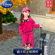 迪士尼（Disney）女童噴墨衛(wèi)衣春秋裝運(yùn)動(dòng)套裝韓范寶寶秋季長(zhǎng)袖衣服兒童洋氣兩件套 圖片色 90 cm (參考身高82-90 1.3-2周歲)