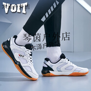 沃特（VOIT）VOIT真皮牛皮乒乓球鞋碳板透氣耐磨減震網(wǎng)球排球運動(dòng)防滑跑鞋 白黑 36