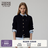 Teenie Weenie【趙露思同款】小熊女裝復古寬松綿羊毛絞花針織開衫 B-藏青色 S (160)