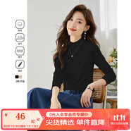 梵希蔓半高領(lǐng)打底衫內(nèi)搭上衣2025春秋新款修身顯瘦職業(yè)裝長(zhǎng)袖t恤 71351 黑色 L