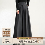 尚都比拉冬季時(shí)尚通勤斜紋磨毛小眾高腰雙側(cè)口袋裙褲 炭灰色 S 