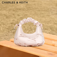 CHARLES&KEITH蝴蝶結褶皺手提斜挎小方包生日女女神節禮物送女友CK2-40151496 Baby Pink淺粉紅色 中包