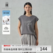 阿依蓮【商場同款】休閑無袖T恤女夏季2025新款設(shè)計(jì)感寬松飛飛袖上衣 貝殼灰 M