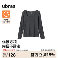 ubras【劉雯同款】保暖方領(lǐng)親膚蠶絲羊毛肌底衣打底 都市深花灰色 L