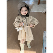 兒童2025秋季新款女童圓點(diǎn)花邊領(lǐng)連衣裙韓版童裝寶寶秋裝公主裙潮 綠色連衣裙 80 cm