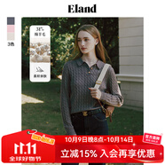 ELAND衣戀小奶羔毛衣女POLO領短款絞花含綿羊毛2025早秋新款 中灰色(18)M/Grey M 165