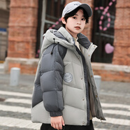 G.DUCKKIDS兒童服男童中長款2024新款加厚免洗男孩冬季中大童裝保暖外套 深灰色 【充絨飽滿 專柜品質(zhì)】 120 cm