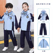 芯時(shí)代團(tuán)體服 小學(xué)生校服套裝春秋季春秋裝幼兒園校服兒童班服運(yùn)動(dòng)三件 天藍(lán)色沖鋒衣【外套+內(nèi)膽+長(zhǎng)褲】 110 (推薦身高100-109cm)