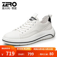 零度男鞋休閑皮鞋2025新款潮流男士休閑鞋品牌真牛皮小白鞋舒適運動(dòng)鞋 白色3635(歐碼) 38