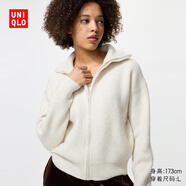 優(yōu)衣庫女裝舒芙蕾拉鏈針織開衫/毛衣毛衫外套25新款480490 01 乳白色 M /160/84A